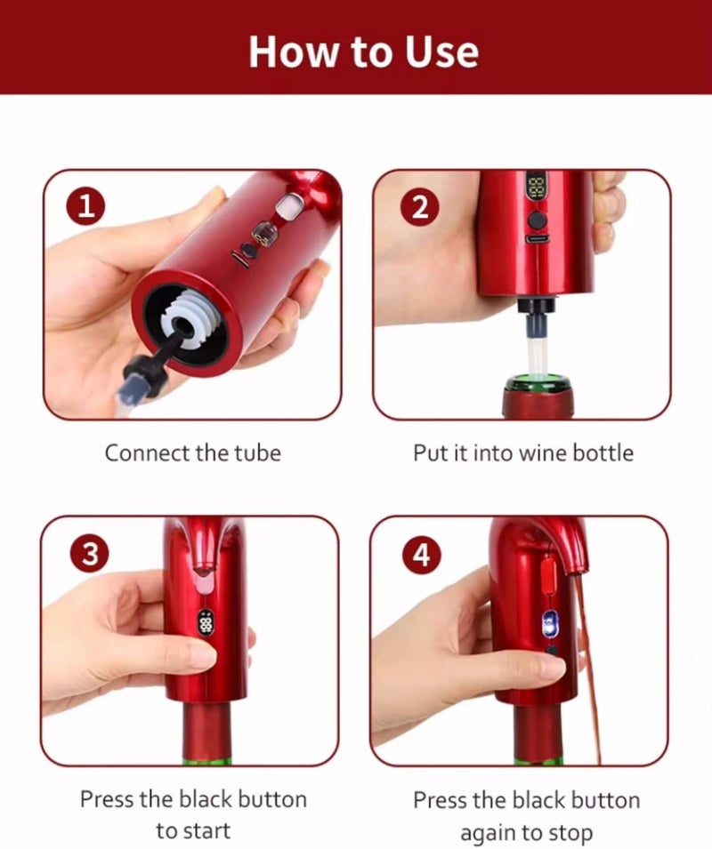 HOWTOOL Electric Wine Aerator, Wine Decanter Pump Dispenser Gifts Set,Automatic Wine Aerator Pourer Spout. Wine Dispenser Pump, Wine Gifts Set for Wine Lovers - Image 4